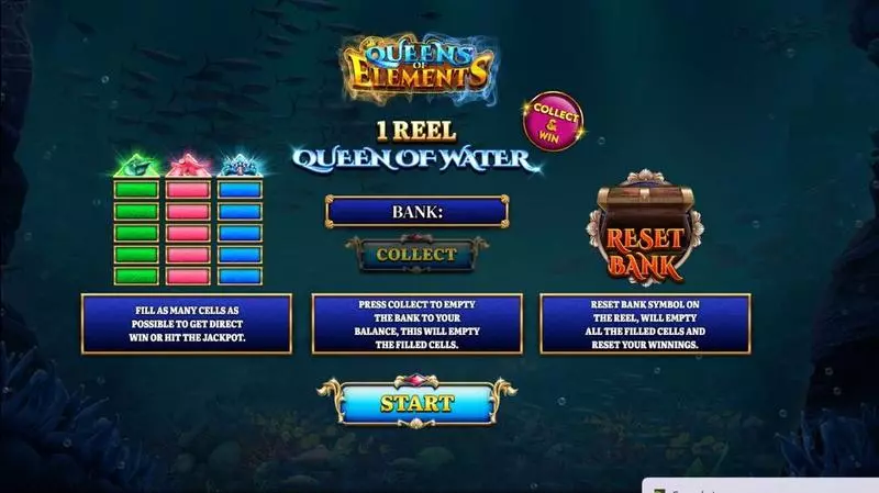 1 Reel Queen Of Water Spinomenal Slots - Introduction Screen