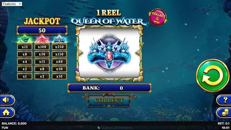 1 Reel Queen Of Water Spinomenal Slots - Main Screen Reels