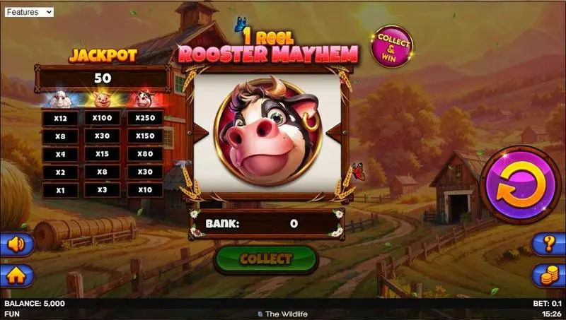 1 Reel – Rooster Mayhem Spinomenal Slots - Main Screen Reels