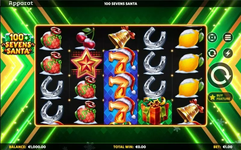 100 Sevens Santa Apparat Gaming Slots - Main Screen Reels