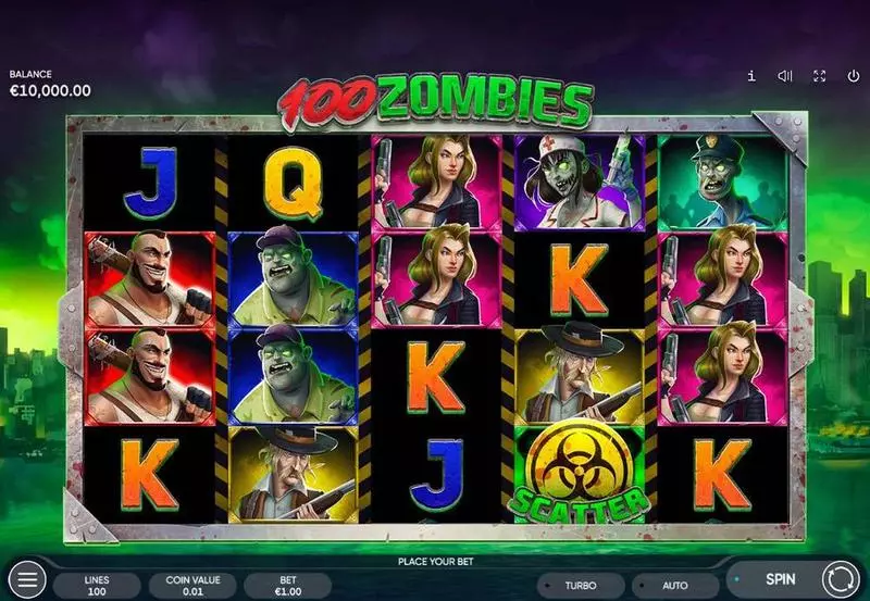 100 Zombies Endorphina Slots - Main Screen Reels