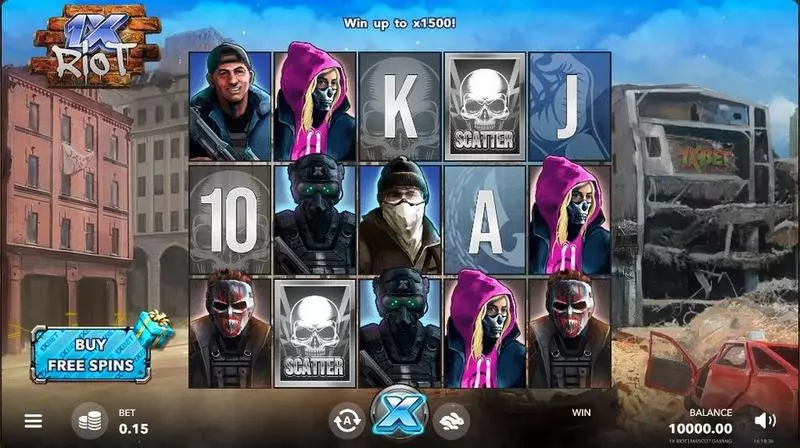 1X Riot Mascot Gaming Slots - Main Screen Reels