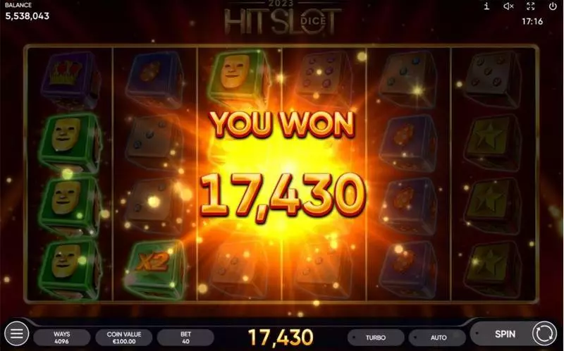 2023 Hit Slot Dice Endorphina Slots - Winning Screenshot
