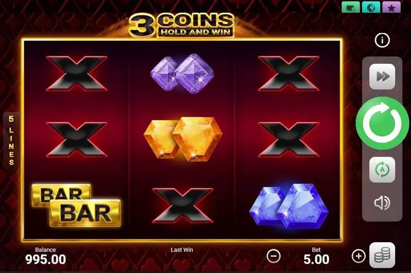 3 Coins Booongo Slots - Main Screen Reels