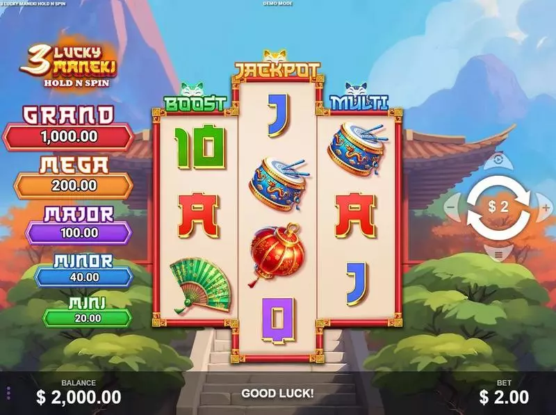 3 Lucky Maneki Wizard Games Slots - Main Screen Reels