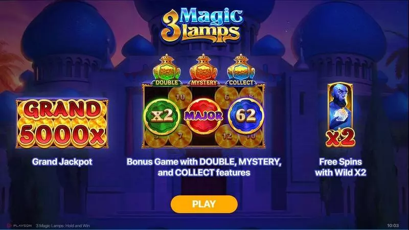 3 Magic Lamps Playson Slots - Info and Rules