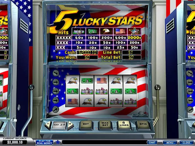 5 Lucky Stars PlayTech Slots - Main Screen Reels