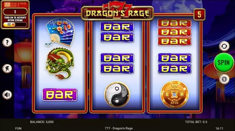777 – Dragon’s Rage Spinomenal Slots - Main Screen Reels
