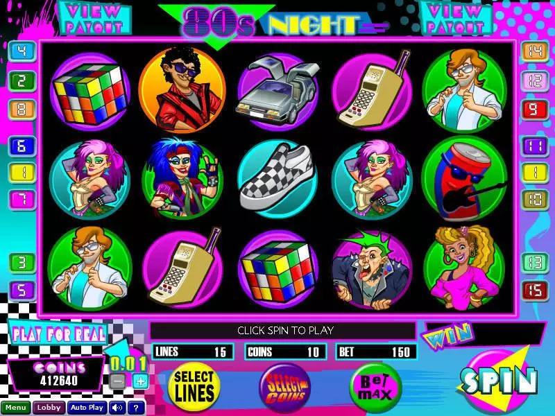 80s Night Wizard Gaming Slots - Main Screen Reels