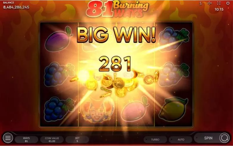 81 Burning Ways Endorphina Slots - Winning Screenshot