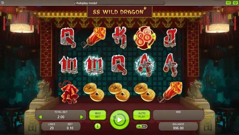 88 Wild Dragons Booongo Slots - Main Screen Reels