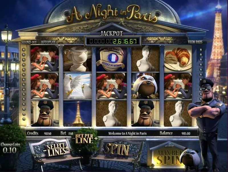 A night in Paris BetSoft Slots - Introduction Screen