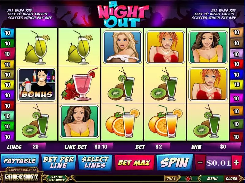 A Night Out PlayTech Slots - Main Screen Reels