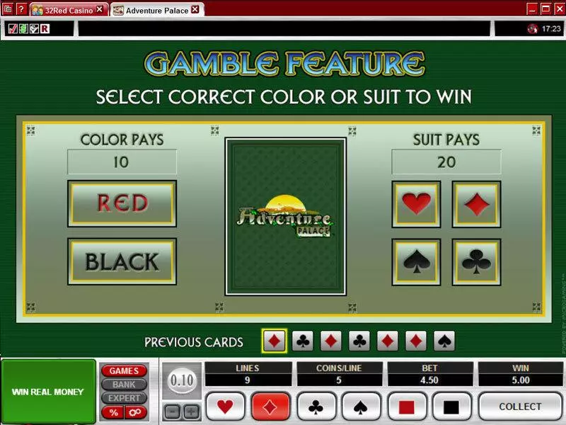 Adventure Palace Microgaming Slots - Gamble Screen
