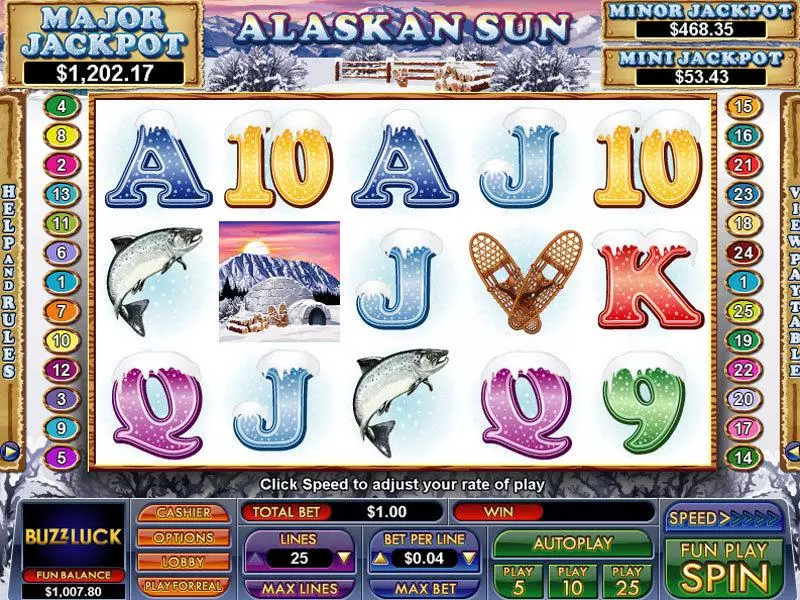 Alaskan Sun NuWorks Slots - Main Screen Reels