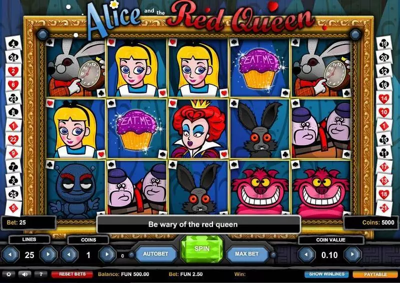 Alice and the Red Queen 1x2 Gaming Slots - Main Screen Reels