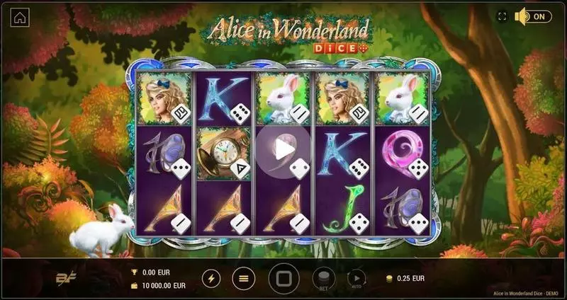 Alice in Wonderland Dice BF Games Slots - Main Screen Reels