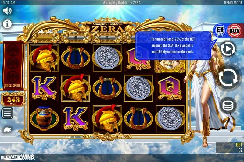 Almighty Goddess ZERA Win Fast Games Slots - Main Screen Reels
