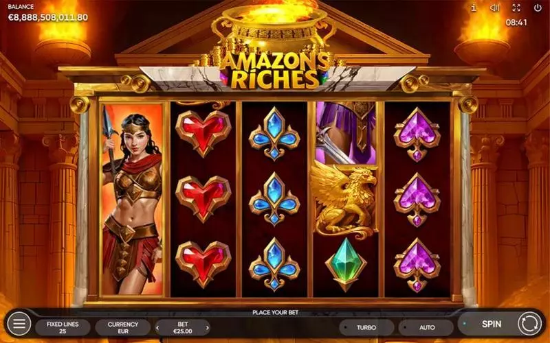 Amazons Riches Endorphina Slots - Main Screen Reels