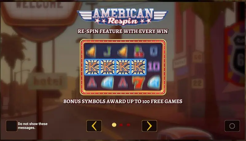 American Respin Greentube Slots - Introduction Screen