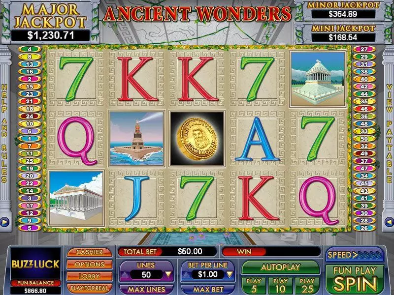 Ancient Wonders NuWorks Slots - Main Screen Reels