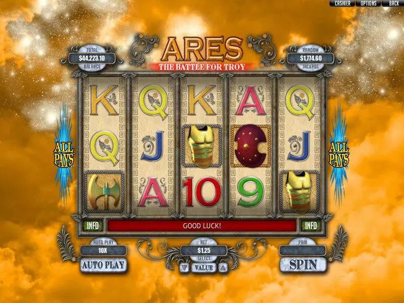 Ares: The Battle for Troy RTG Slots - Main Screen Reels