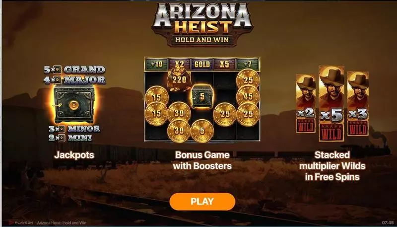 Arizona Heist - Hold and Win Playson Slots - Introduction Screen