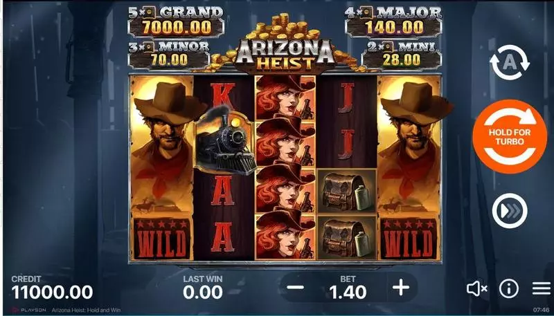 Arizona Heist - Hold and Win Playson Slots - Main Screen Reels