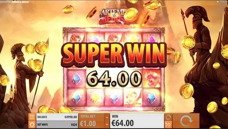 Artemis vs Medusa Quickspin Slots - Winning Screenshot