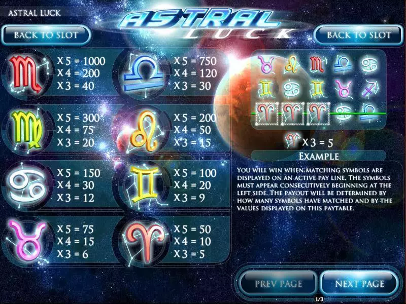 Astral Luck Rival Slots - Info and Rules
