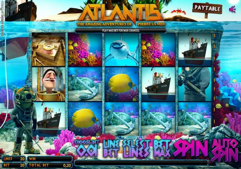 Atlantis Sheriff Gaming Slots - Main Screen Reels