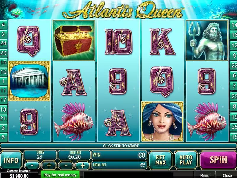 Atlantis Queen PlayTech Slots - Main Screen Reels