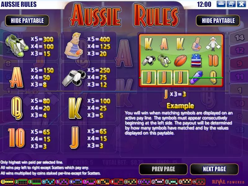 Aussie Rules Rival Slots - Info and Rules