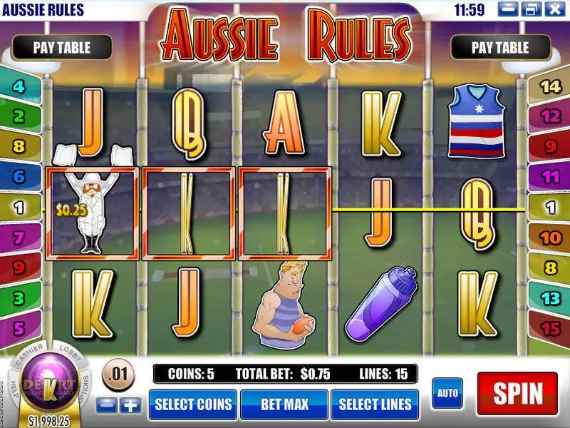 Aussie Rules Rival Slots - Main Screen Reels