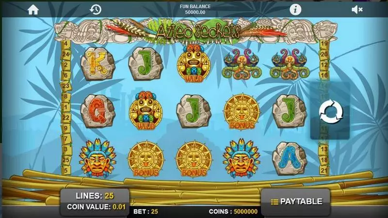 Aztec Secrets 1x2 Gaming Slots - Main Screen Reels