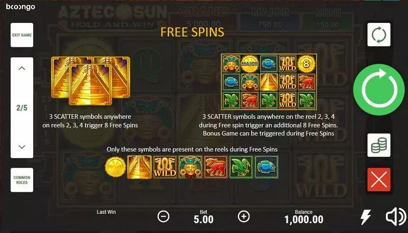 Aztec Sun Booongo Slots - Bonus 1