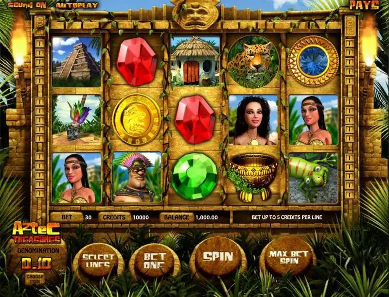 Aztec Treasures BetSoft Slots - Introduction Screen
