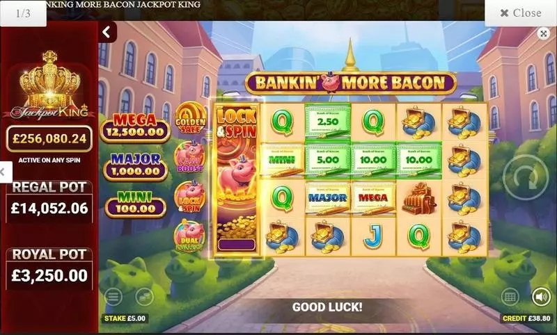 Bankin' more bacon Jackpot King Blueprint Gaming Slots - Introduction Screen