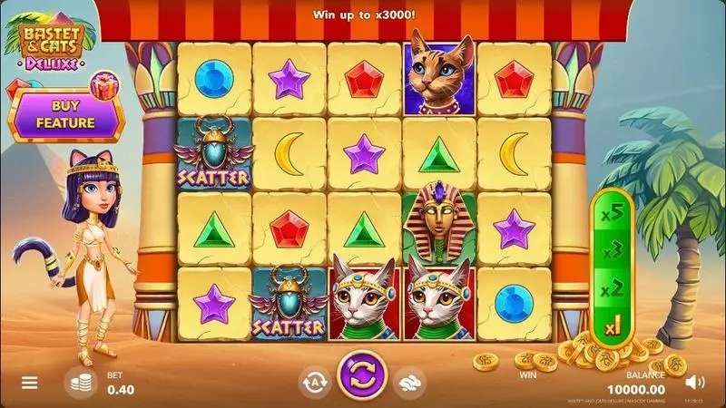 Bastet and Cats Deluxe Mascot Gaming Slots - Main Screen Reels