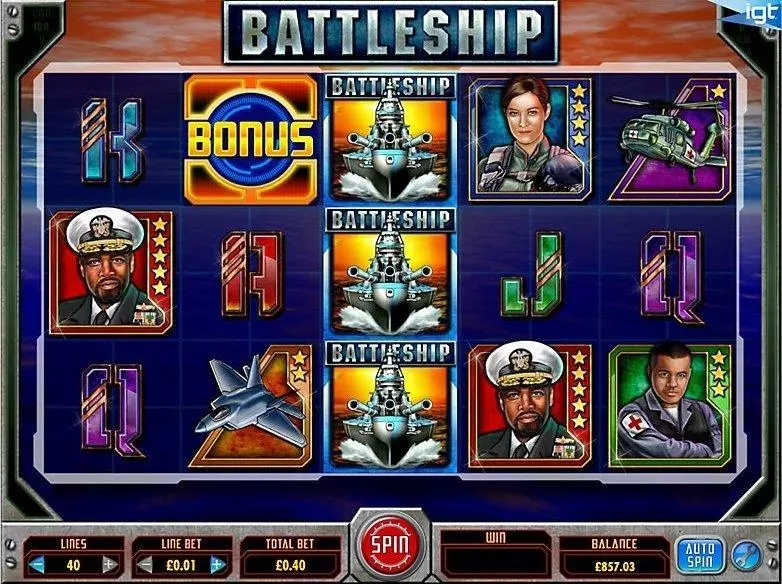 Battleship: Search & Destroy IGT Slots - Introduction Screen