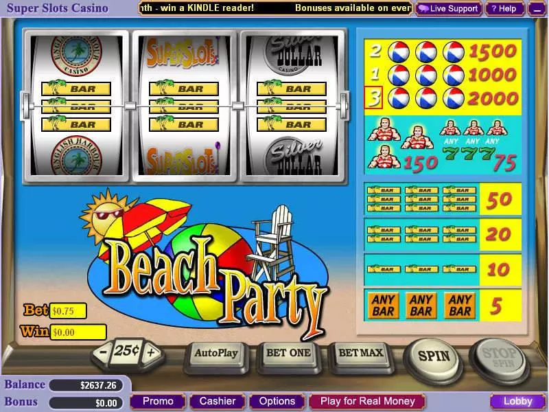 Beach Party Vegas Technology Slots - Main Screen Reels