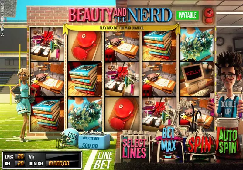 Beauty and the Nerd Sheriff Gaming Slots - Main Screen Reels
