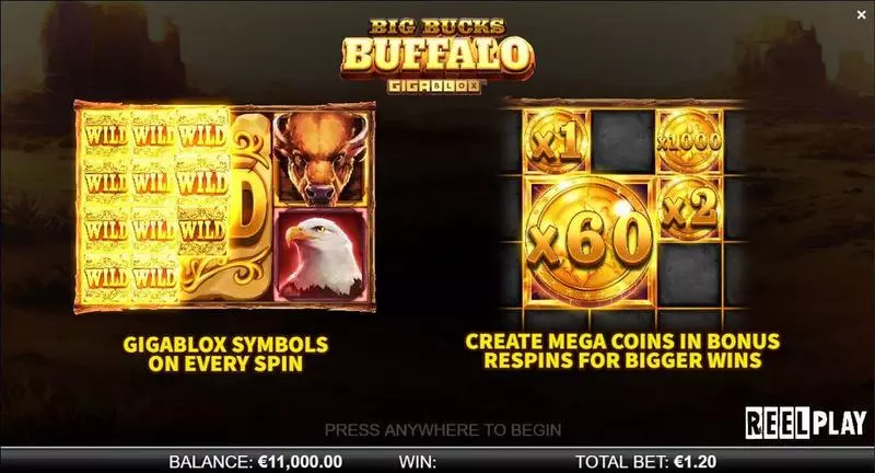 Big Bucks Buffalo GigaBlox ReelPlay Slots - Info and Rules