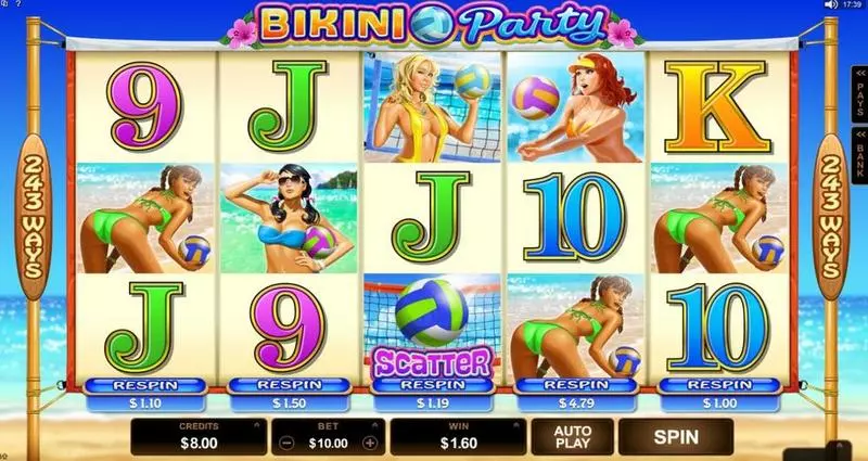 Bikini Party Microgaming Slots - Main Screen Reels