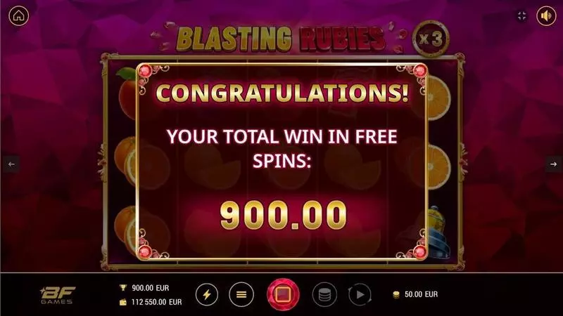 Blasting Rubies BF Games Slots - Introduction Screen