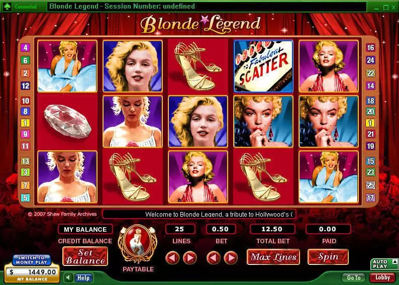 Blonde Legend 888 Slots - Main Screen Reels