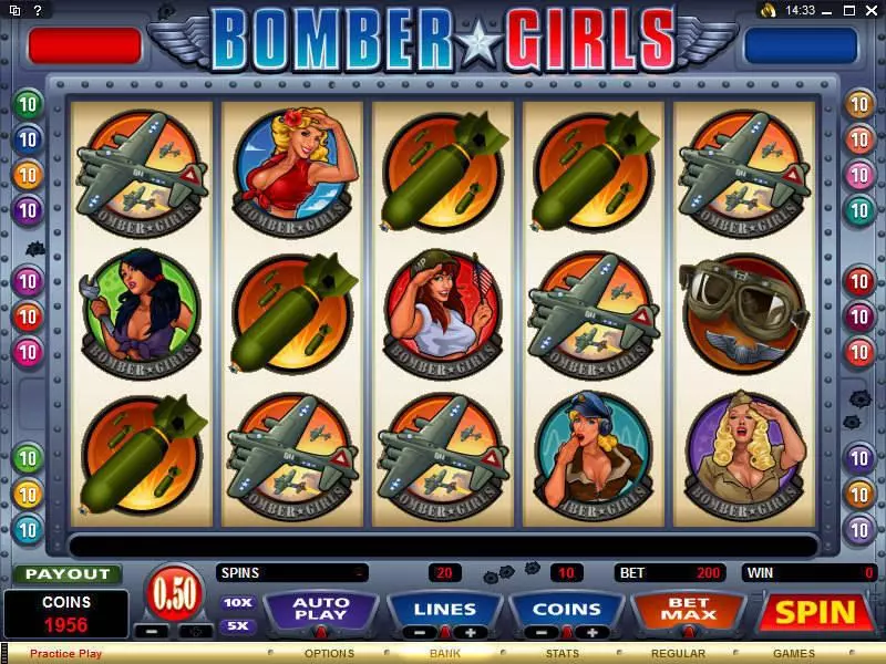Bomber Girls Microgaming Slots - Main Screen Reels