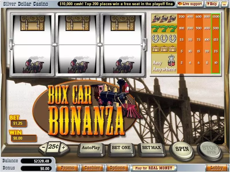 Box Car Bonanza Vegas Technology Slots - Main Screen Reels