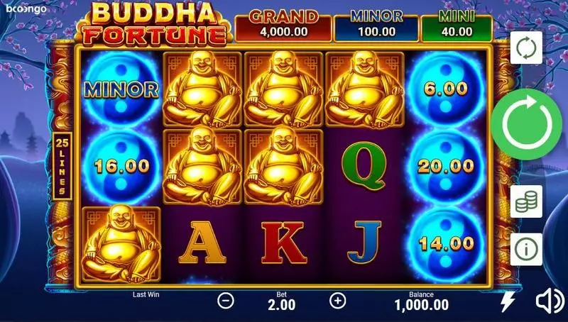Buddha Fortune Booongo Slots - Main Screen Reels
