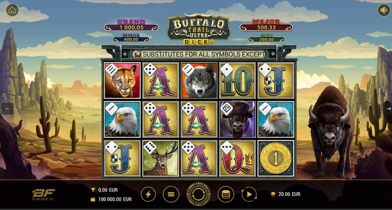 Buffalo Trail Ultra Dice BF Games Slots - Main Screen Reels